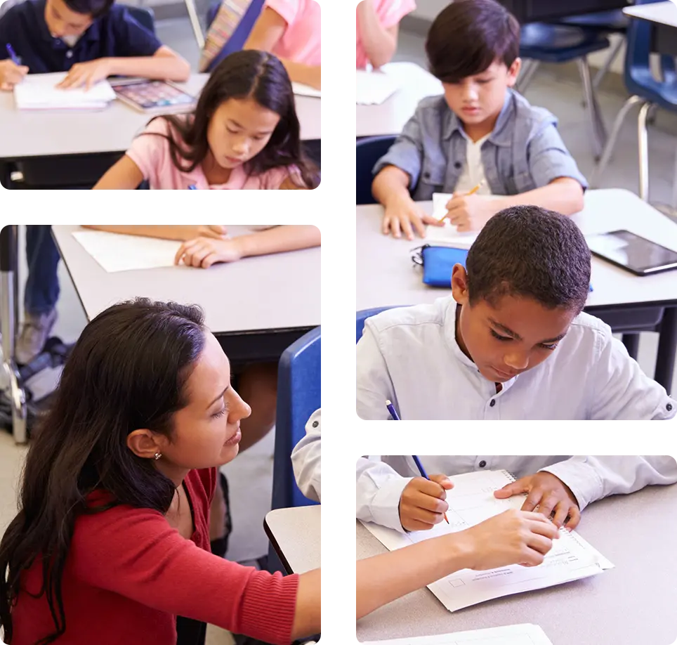 Elementary School Teacher with group of students