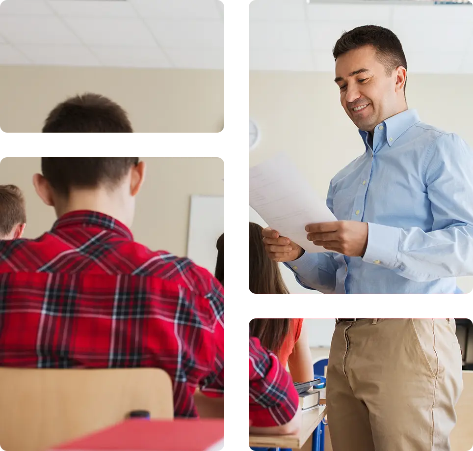 Middle School Teacher with group of students