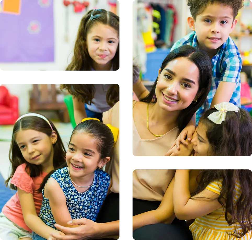 Teacher with group of young students